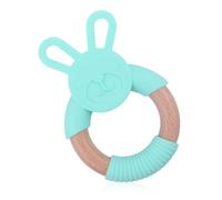 Rumyve Baby Teething Toy Bunny Ring for 0-24 Months, Wooden Baby Toy, Easter Gift for Newborn Boys and Girls, Sensory Development and Pain Relief (Green)