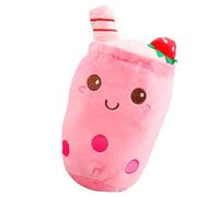 Rumyve Bubble Tea Plush Doll,Cute Boba Milk Tea Plushie,Cartoon Cup Shaped Hugging Cushion,Soft Comfortable Pillow Stuffed Birthday Gifts for Kids Children Adult(Pink)