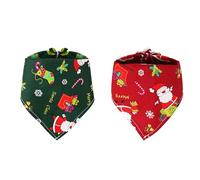 Rumyve Christmas Dog Bandanas - Set of 2 Festive Pet Scarves for Christmas, Santa Claus Costume, Adjustable Triangle Bibs - Accessories for Small and Medium Dogs and Cats