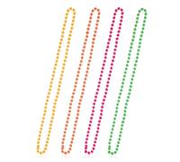 Rumyve Colorful Neon Multi-Beaded 4pcs Mardi Gras Beaded Necklace, Glitter Plastic Costume Mardi Gras 80's Retro Disco Party