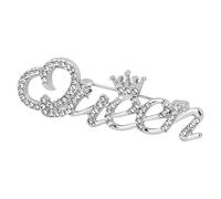 Rumyve Crystal Crown Brooch Pin,Fashion Queen Crown Brooch Pins,Letter Brooches Pin Fashion Elegant Shawl Clip Accessories For Dress Clothing