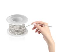 Rumyve Crystal Webbing, Rhinestone Cup Chain, 10 Yard 2MM Crystal Rhinestone Chain,DIY Sewing Craft Jewelry Making 1 Roll