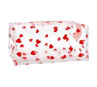 Rumyve Cute PVC Flower Red Heart Makeup Bag, Portable Multi-Functional Storage Travel Accessories, Women Girls
