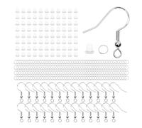 Rumyve Earring Making Supplies Kit 925 Silver Allergy Proof,300 Earring Making Supplies Kit,Hypoallergenic Ear String Hook DIY Jewelry Custom Made（Sliver