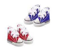 Rumyve Finger Skateboard Shoes - 2 Pairs Mini Cute Thunder Dance Shoes for Fingerboard Dolls (Red and Blue)