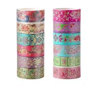 Rumyve Floral Washi Tape Set - Pack of 12 Rolls, Colorful Decorative Tape for DIY Crafts and Gift Wrapping