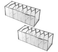 Rumyve Folding Organizer - Mesh Drawer Divider Set, Separate Storage Box for Socks, Underwear, Tie & Scarf - Gray, Washable (2PCS)