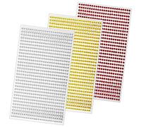 Rumyve Gemstone Sticker Set - 3 Sheets, 750 Gems Each, DIY Crafts, Clothing, Makeup, Festive Decorations (White, Gold, Red)