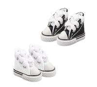 Rumyve Mini Finger Skateboard Shoes, Cute Thunder Dance Shoes for Dolls and Fingerboards (Black & White), 2 Pairs