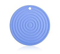 Rumyve Pet Round Silicone Placemat Solid Color Food Mat Bowl Mat,Waterproof Non-slip Round Dog Bowl Mat Floor, Pet Supplies（Blue)