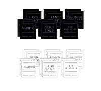Rumyve Portable Bathroom Hand Soap Shampoo Conditioner Dispenser Label Stickers, 24 Hand Soap Decals Cosmetics Container Labels Kitchen Bathroom Black and White
