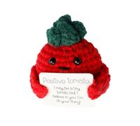 Rumyve Positive Dolls with Card Tomato Inspirational Hug,Fun Tomato,Positive Creative Cute Wool Knit Toy Birthday Gift Party Decoration Encouragement,Red,Women: One Size