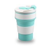 Rumyve Reusable and Foldable Silicone Travel Mug with Lid Portable,Portable Travel Mug, Eco Folding Coffee Mug Pocket Size Dishwasher Safe(Blue,350ml)