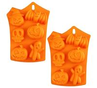 Rumyve Reusable Silicone Mold, 2-Piece Halloween Mold, Baking Mold, Pumpkin Ghost Bat Actuality, Chocolate Candy Making