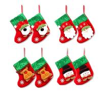 Rumyve Set of 8 Mini Christmas Stockings - 3D Classic Santa, Reindeer, Snowman, and Bear Designs - Hanging Decorative Gift Bags for Christmas Tree, Fireplace, and Holiday Decor