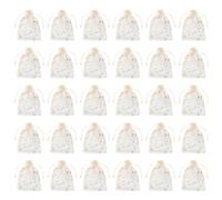 Rumyve Small Mesh Jewelry Bag - Moon Star Pattern Wedding Favor Gift - 30 PCS Organza With Drawstring for Wedding, Birthday, Christmas, Halloween (White)