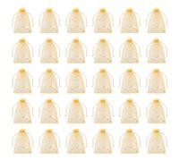 Rumyve Small Mesh Jewelry Bag - Moon Star Pattern Wedding Favor With Drawstring, 30 PCS Organza for Wedding Birthday Christmas Halloween (Gold)