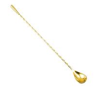 Rumyve Stainless Steel Cocktail Mixing Spoon - 12-Inch Spiral Waterdrop End Design Long Handle Spoon for Bartenders, Parties, and Home Mixologists(Gold)