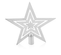 Rumyve Star Tree Topper Decor,Glitter Plastic Star Topper Christmas Accessories for Christmas Tree Home Themed Party Decoration(Silver)