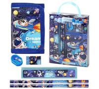 Rumyve Stationery Gift Set, Fixed Gift Set, Pencil Purse Ruler Eraser Sharpener, Girls and Boys, Birthday Gift Ages 4-12(Astronaut Stationery Set)