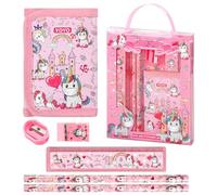 Rumyve Stationery Gift Set, Fixed Gift Set, Pencil Purse Ruler Eraser Sharpener, Girls and Boys, Birthday Gift Ages 4-12(Unicorn Stationery Set)