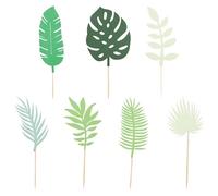 Rumyve Tropical Palm Leaf Cake Decoration, 7 PCS of artificial Palm Leaf, Hawaiian Themed Birthday Party Supplies Summer Tropical Birthday Cake Cupcakes