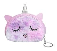 Rumyve Unicorn Plush Girl Purse,Round Cartoon Unicorn Handbag Purse Bag Crossbody Bag Cute Shoulder Bag Handbag,Cute Princess Gift Toddler Kids Teen Girls(Purple)