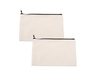 Rumyve2 pcs Blank Canvas Zipper Bag, Multi-Purpose Pure Canvas Pencil Case Painting, Blank DIY Craft Bag for Travel Craft School Toy Bag Makeup Bag