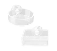 Rumyve2pcs Aquarium Feeding Bowl,Acrylic Fish Feeding Dish Fish Feeding Food Dish with Suction Cup Aquarium Round and Square