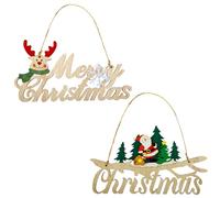 Rumyvve Merry Christmas Wooden Hanging Sign, Santa Reindeer Xmas Ornaments Indoor Outdoor