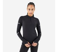 Run 500 Warm Women's Running Long-sleeved T-shirt 1/2 Zip - Black