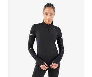 Run 500 Warm Women's Running Long-sleeved T-shirt 1/2 Zip - Black
