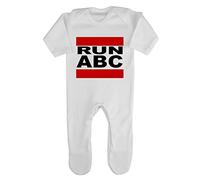 Run ABC Music Parody Baby Romper Jumpsuit with feet, 0-3 Months, White