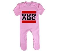 Run ABC Music Parody Baby Romper Jumpsuit with feet, 3-6 Months, Pastel Pink