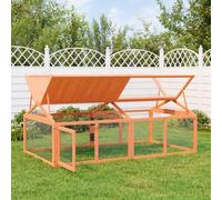 Run Box Brown 200x112.5x74 cm, Solid Pine Wood Outdoor Small Animal Cage, Ferret Rat Chinchilla Enclosure for Play & Sleep