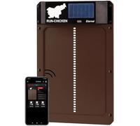 RUN-CHICKEN Door Eternal - Solar Automatic Chicken Coop Door with Built-in Solar Power & Battery Backup, Smart App & Timer Control, Weatherproof Aluminum, Predator-Proof, Easy to Install (Brown)