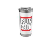 Run CLT Charlotte North Carolina Marathon Runner Gen X 80s Stainless Steel Insulated Tumbler