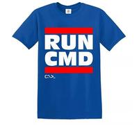 Run CMD Computer Programmer T-Shirt Funny Gift Present Novelty Top Tee (Royal Blue White Print, 5XL)
