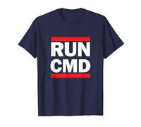 Run CMD - for Software Developers, Comp Sci, Hackathon T-Shirt, Men, Navy Blue, Small