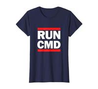 Run CMD - for Software Developers, Comp Sci, Hackathon T-Shirt, Women, Navy Blue, X-Small