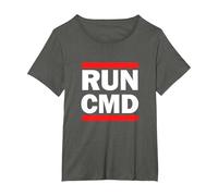 Run CMD - for Software Developers, Comp Sci, Hackathon T-Shirt, Women's Plus, Asphalt Grey, 1X