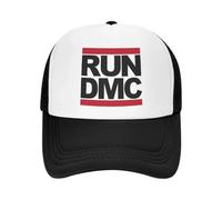 Run DMC Baseball Cap, Classic Hip-Hop, Old School Rap Hat (UK, Alpha, One Size, Black Mesh)