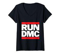 RUN DMC Official Logo Dark V-Neck T-Shirt