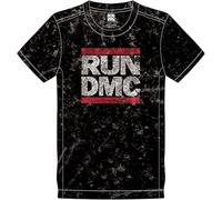 Run DMC T Shirt Band Logo Official Mens Black Snow Wash L