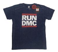 Run DMC T Shirt Band Logo Official Mens Navy Blue Snow Wash M