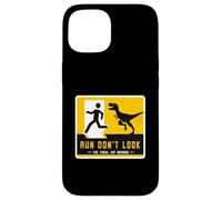 Run Don't Look The Fossil Got Revenge Matching Dinosaur Sign Case for iPhone 15