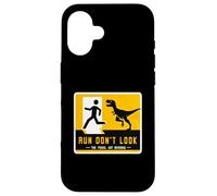 Run Don't Look The Fossil Got Revenge Matching Dinosaur Sign Case for iPhone 16