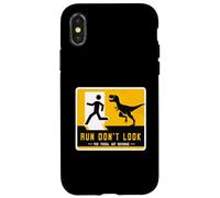 Run Don't Look The Fossil Got Revenge Matching Dinosaur Sign Case for iPhone X/XS