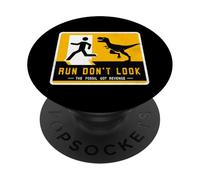 Run Don't Look The Fossil Got Revenge Matching Dinosaur Sign PopSockets Adhesive PopGrip