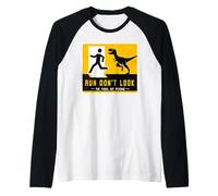 Run Don't Look The Fossil Got Revenge Matching Dinosaur Sign Raglan Baseball Tee